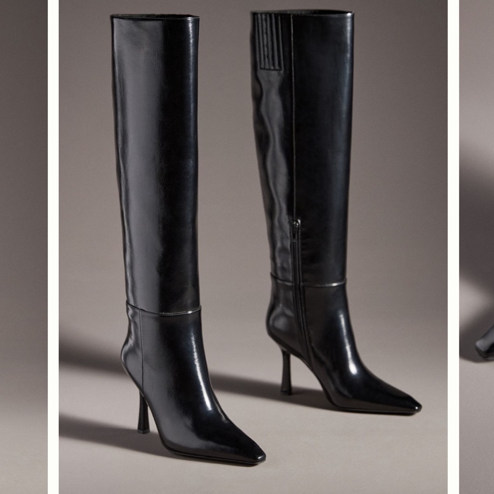 new jeffrey campbell sincerely pointed toe thin heel knee high boots